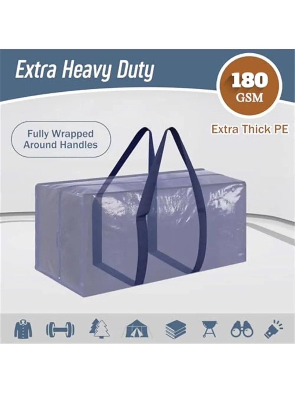 6 Pack Extra Heavy Duty Large Moving Bags with Strong Zipper, Dark Blue